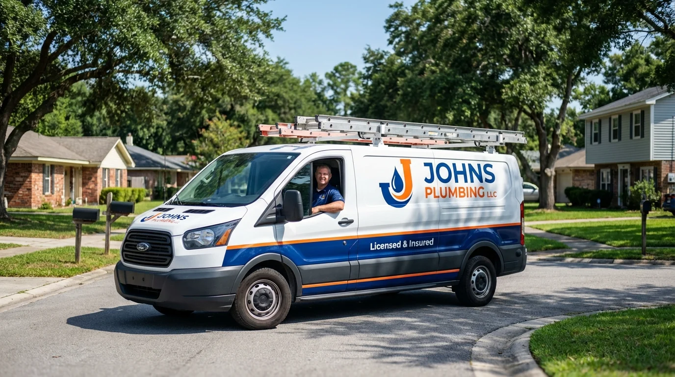 Johns Plumbing LLC service van in Wayne, NE