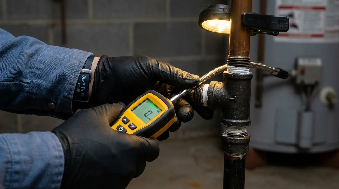 Gas leak detection with electronic sniffer by Johns Plumbing LLC in Wayne