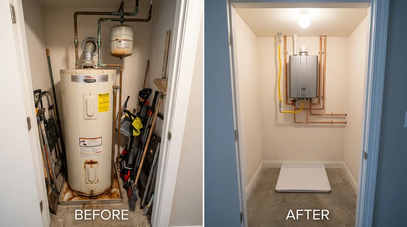 Tank water heater versus wall-mounted tankless unit comparison for Wayne, NE homeowners